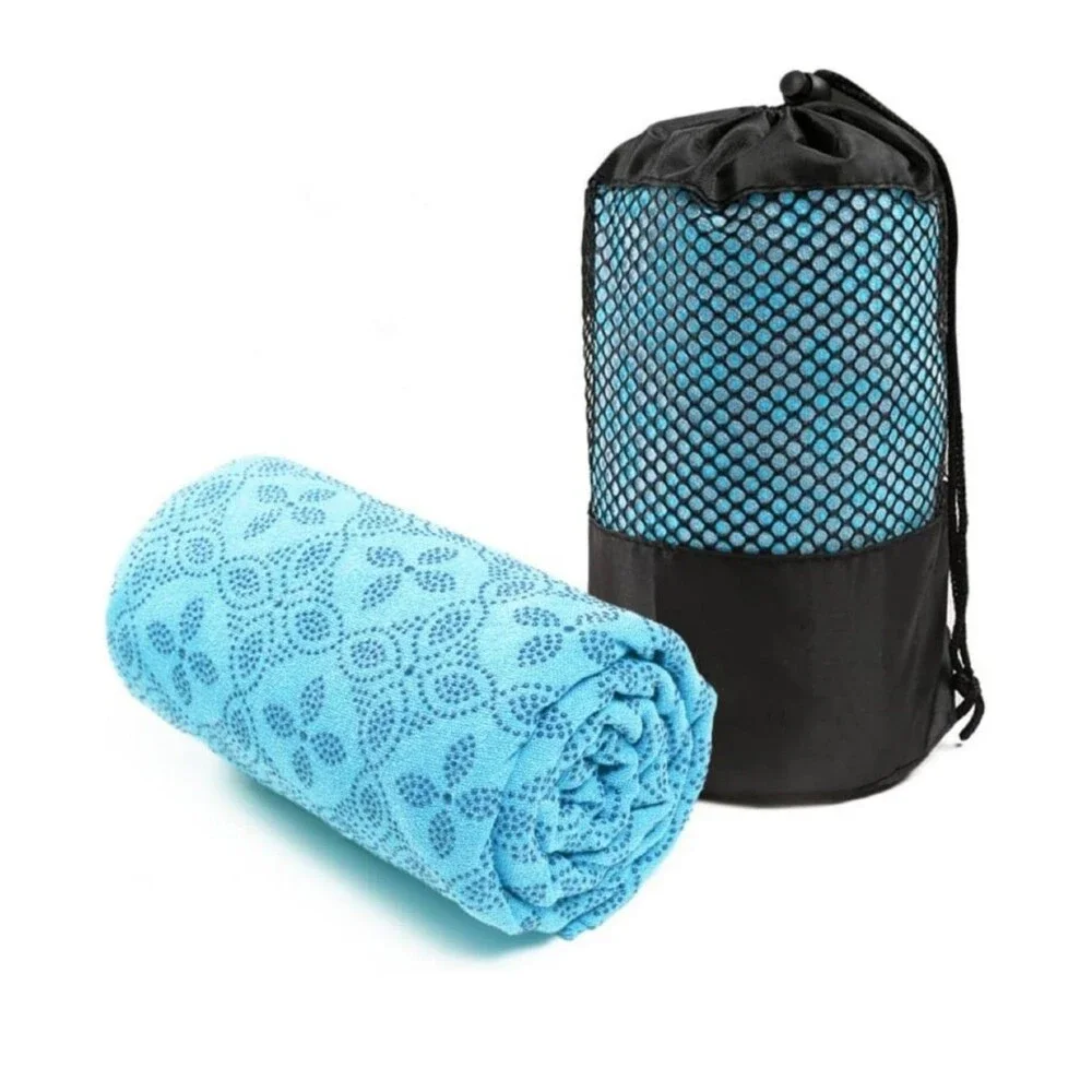 Yoga Towel Non Slip Grip Dots Hot Yoga Mat Cover Light Blue New